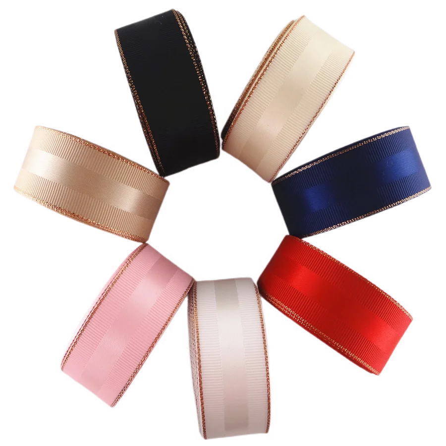 5 Yards/Lot 10 mm/25 mm/38 mm Glitzer-Rosegold-Rand, Rips- und Satinbänder, Geschenkverpackung, DIY-Handarbeitsmaterialien, YM18011301