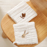 Serviettes de salive pour bébé en coton brodé à 6 couches, lingettes pour les mains et le visage, bavoir pour nouveau-né, mouchoir pour enfant, gant de toilette doux pour tout-petit