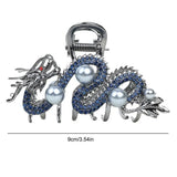 Épingle à cheveux dragon bleu avec perle pour femme, pince à cheveux simple, pince requin, mode, tempérament, accessoires pour cheveux simples