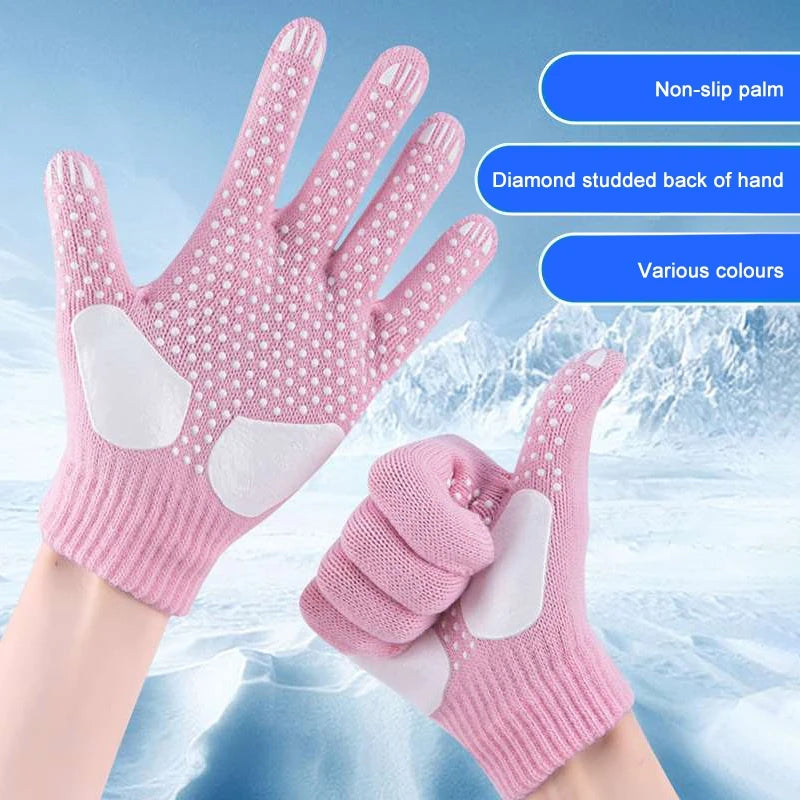 1 paire de gants antidérapants pour enfants, en caoutchouc, chauds et extensibles, pour l'hiver, pour garçons et filles, pour le sport, le ski, le cyclisme, la pêche, en tricot