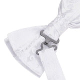 Hi-Tie Black White Silver Grey Brown Silk Mens Bow Tie Hankerchief Cufflinks Set Pre-tied Butterfly Knot Adjustable Bowtie Male