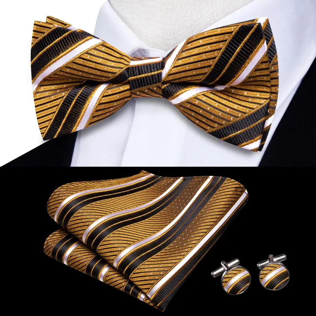 Hi-Tie Nœuds papillon verts de Noël pour hommes Cravate papillon en soie Ensemble de boutons de manchette et mouchoirs pour fête de mariage Nœud papillon uni à carreaux cachemire