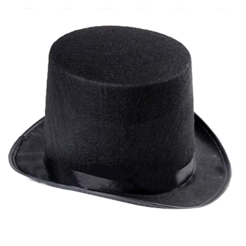 Chapeau haut-de-forme en feutre pour déguisement de magicien, accessoires de cosplay, d'Halloween, fournitures de fête, steampunk, cirque, maître de piste, rôle pour jeu, hommes et femmes