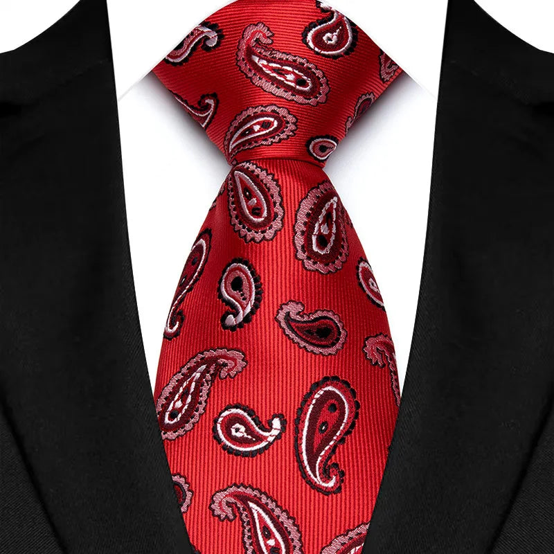 Cravate classique en cachemire pour homme, motif floral de luxe, motif à pois, 8 cm, jacquard, pour homme, pour affaires, mariage, fête, accessoire de tous les jours