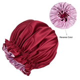 Bonnet de nuit double épaisseur en satin soyeux pour femme, grand bonnet réversible doublé de satin, couvre-chef pour la nuit, accessoires pour cheveux
