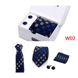 Mens Tie Set In A Box Paisley Ties For Men Gifts Luxury Necktie Pocket Square Cufflinks Wedding Business Formal Suit Tie