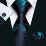 Cravate fantaisie en soie bleu sarcelle pour homme, marque de luxe solide, pochette, boutons de manchette, ensemble de cravates de haute qualité pour fête de mariage Barry.Wang