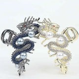 Épingle à cheveux dragon bleu avec perle pour femme, pince à cheveux simple, pince requin, mode, tempérament, accessoires pour cheveux simples