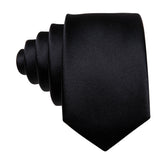 Cravates en soie noire pour hommes, classiques, solides, tissées de haute qualité, avec pochette et boutons de manchette, pour soirées formelles, design Barry.Wang