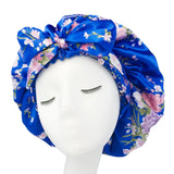 Bonnet en satin doux et soyeux pour femme, grand bonnet de nuit avec long ruban de satin, bandeau large et réglable