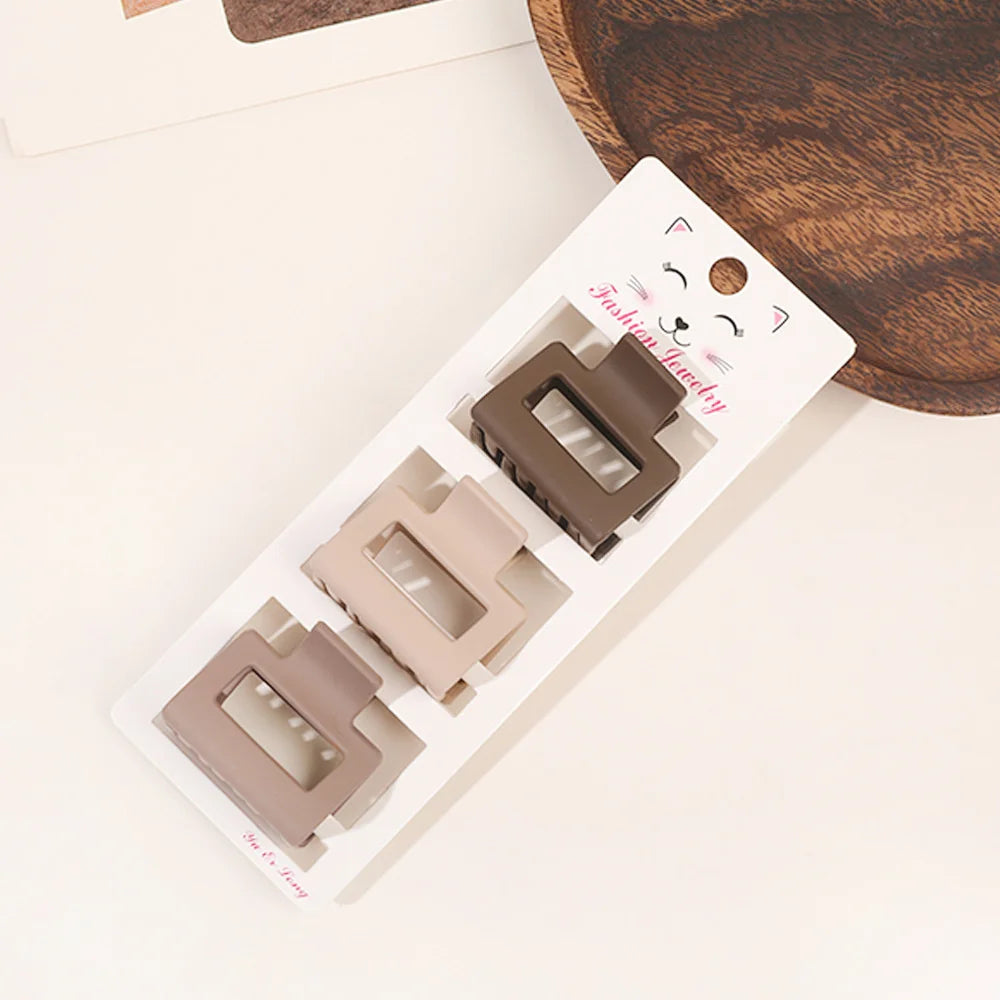 New Fashion Coffee Color Three-piece Set Frosted Geometric Hairpin Hair Clip Barrettes for Women Girl Hair Accessorie Headwear