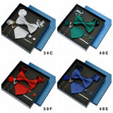 Coffret cadeau pour homme et femme, pochette, cravate, boutons de manchette, broche, couleur unie, pour mariage, affaires, vente en gros