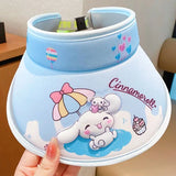 Chapeau de protection solaire Sanrio Cinnamoroll My Melody Kuromi Pompompurin, casquette anti-UV avec grande langue, cadeau d'anniversaire pour enfants