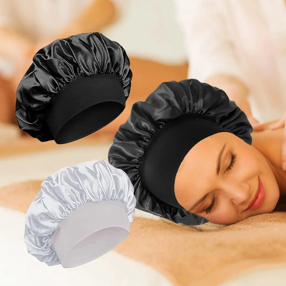 Satin Hat Sleep Silk Round Fabric Protect Hair Comfort Hair Night Anti-frizz Sleeping Hat Four Seasons Breathability Sleep Cap
