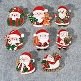 8 Styles Pretty Santa Claus Collection Brooches Candy Canes Wreath Sleigh Reindeer Tree Father Christmas Lapel Pins Xmas Gift
