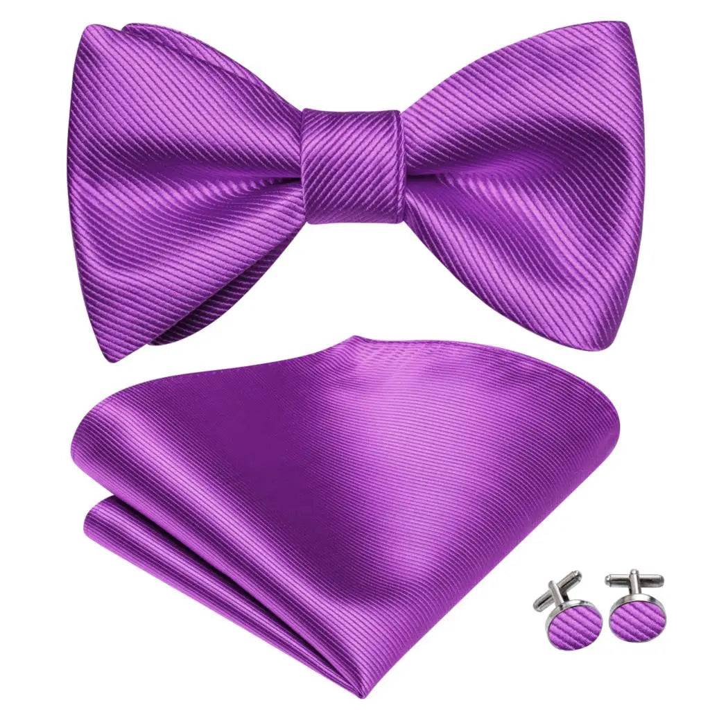 Hi-Tie Ensemble nœud papillon en soie pour homme, mouchoir et boutons de manchette, bleu, rouge, or, noir, blanc, jacquard, nœud papillon, mariage, affaires