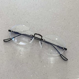 New Trendy Anti-blue Light Vintage Frameless Square Eyeglasses for Women Girls Blue Light Blocking Glasses Eyewear Accessories