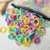 LOVEKIKI 50 bandas elásticas para el cabello, accesorios para el cabello para niñas, mini diademas de nailon coloridas, soporte para coletas, adornos para el cabello