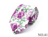 New Chic Floral Tie For Men Women 100% Cotton Beautiful Elegant Flower Necktie White Blue Narrow Skinny Wedding Casual Cravat