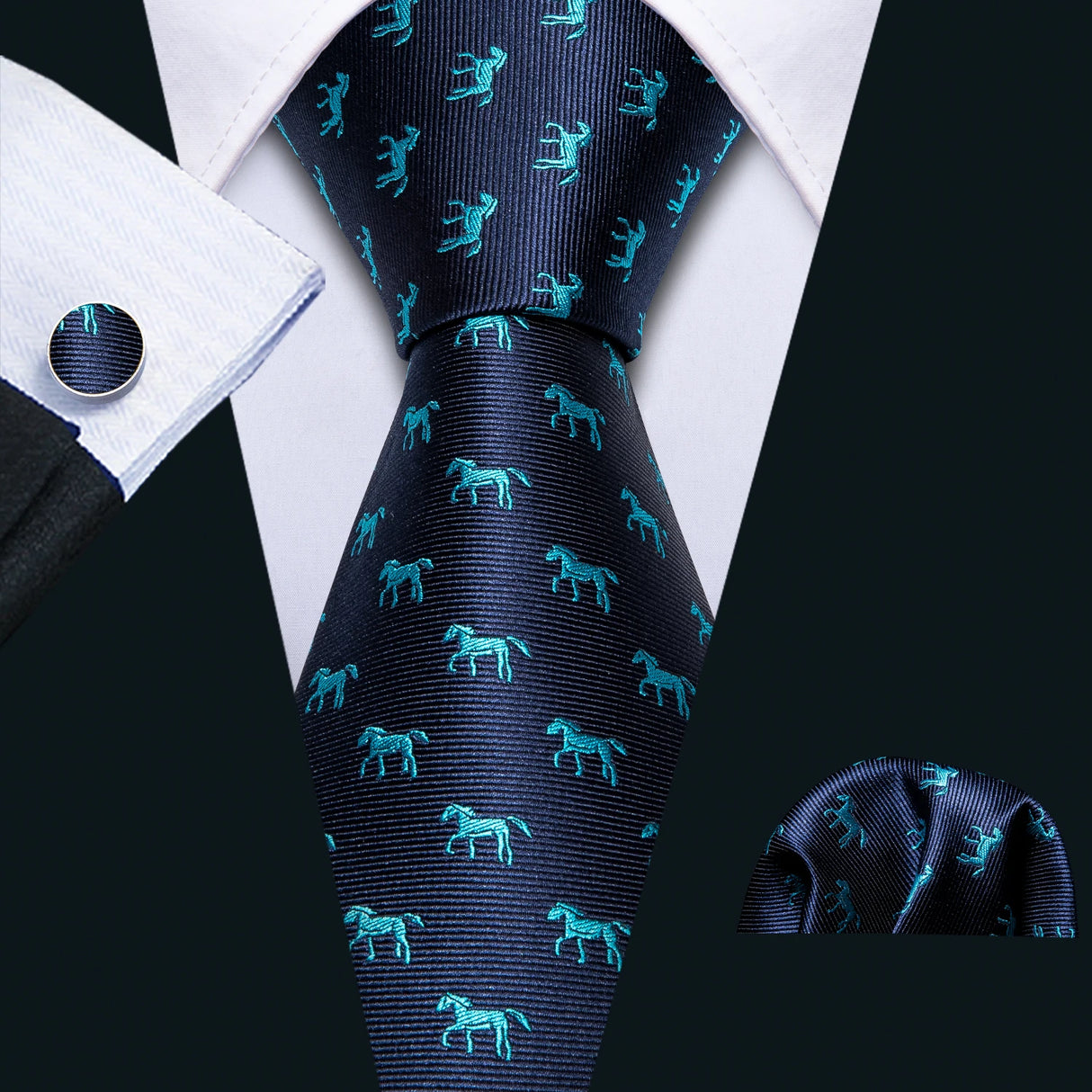 Ensemble de cravates pour homme, motif dinosaure, bleu marine et doré, 8,5 cm, en soie, idéal pour un mariage, FA-5191