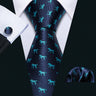Ensemble de cravates pour homme, motif dinosaure, bleu marine et doré, 8,5 cm, en soie, idéal pour un mariage, FA-5191