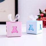 10 Stück Cartoon-Bären-Süßigkeitenbox mit Bändern für Baby-Mädchen-Jungen-Geschlechts-Enthüllungsparty-Babyparty-Party-Gastgeschenkboxen
