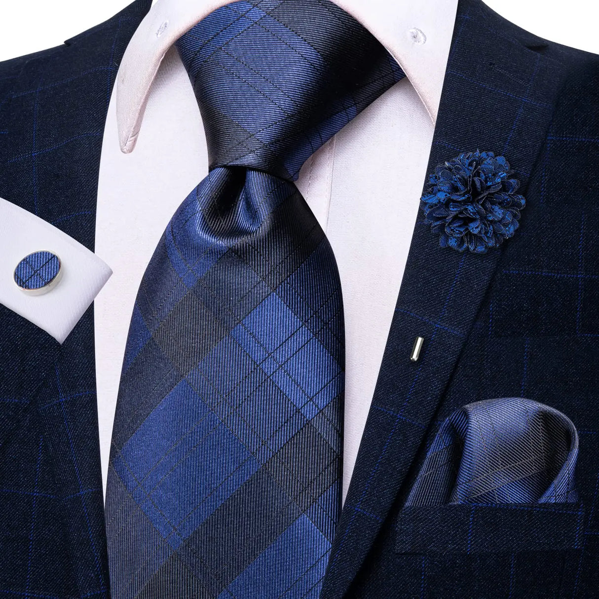 Cravate rose cachemire avec broche en soie, élégante cravate de mariage pour homme, bouton de manchette pratique, mode affaires fête, créateur de cravate haute
