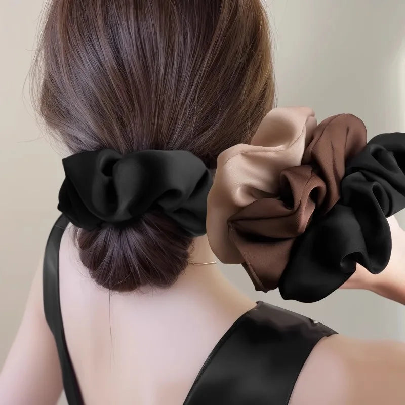 1 chouchou en satin de soie pour femme, accessoire pour cheveux coréens, élastique pour queue de cheval