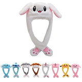 Plush Moving Rabbit Ears Hat Funny Hand Pinching Airbag Magnet Soft Hat Controllable Long Ears Cute Animal Gift Rabbit Ear Hat