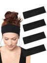 4Pcs Black Twist Knotted HeadBands Boho Stretchy Hair Band Non Slip for Girl Turban Plain Headwrap Yoga Workout Hair Accessories