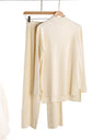Autumn Winter 2 Pieces Women Sets Knitted Tracksuit Turtleneck Sweater and Straight Jogging Pants Suits