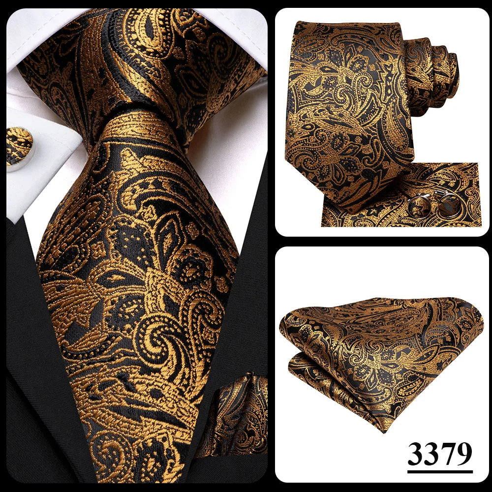 Hi-Tie – Cravate de mariage en soie violette unie à motif cachemire pour homme, ensemble de qualité avec boutons de manchette et mouchoir, cadeau tendance, livraison directe
