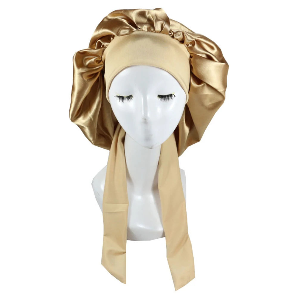 New Satin Hair Cap For Sleeping Invisible Flat Imitation Silk Round Haircare Women Headwear Ceremony Adjusting Button Night Hat