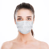 50pcs Mask Adult Net Yarn Flowers Four-Layer Disposable Protective Printing Mask Mouth Face Mask Breathable Earloops