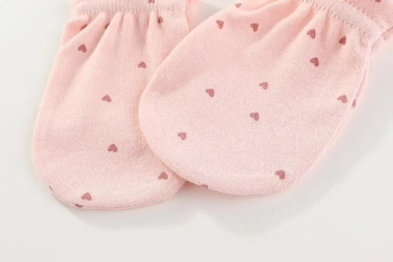 Unisex Newborn Cotton Baby Boys Sleep Headwear Solid Color Fitted Hats+Gloves Set Baby Girls Nightcap Cartoon Baby Accessories