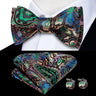 Hi-Tie Ensemble nœud papillon en soie pour homme, mouchoir et boutons de manchette, bleu, rouge, or, noir, blanc, jacquard, nœud papillon, mariage, affaires