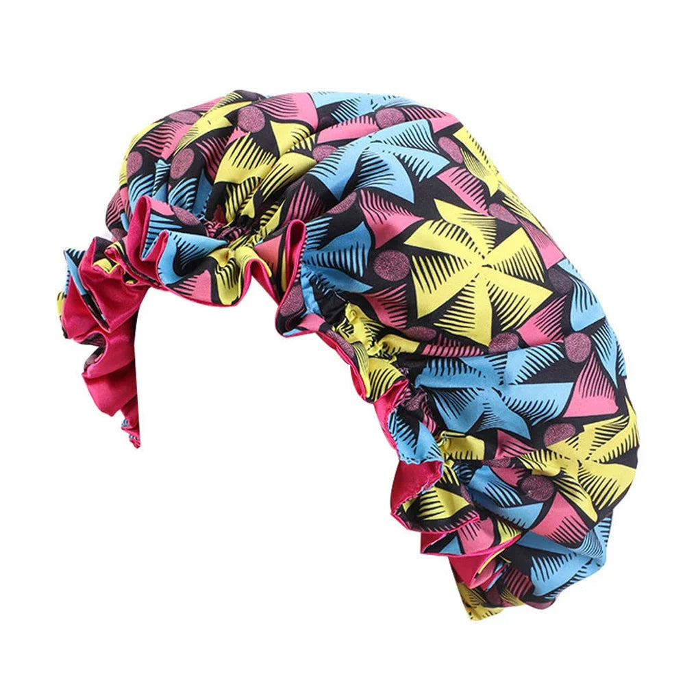 Bonnet de nuit pour enfants et filles, imprimé floral, bonnet de nuit en satin, turban, bonnet de nuit pour enfants, bonnet de soins capillaires, bonnet de nuit