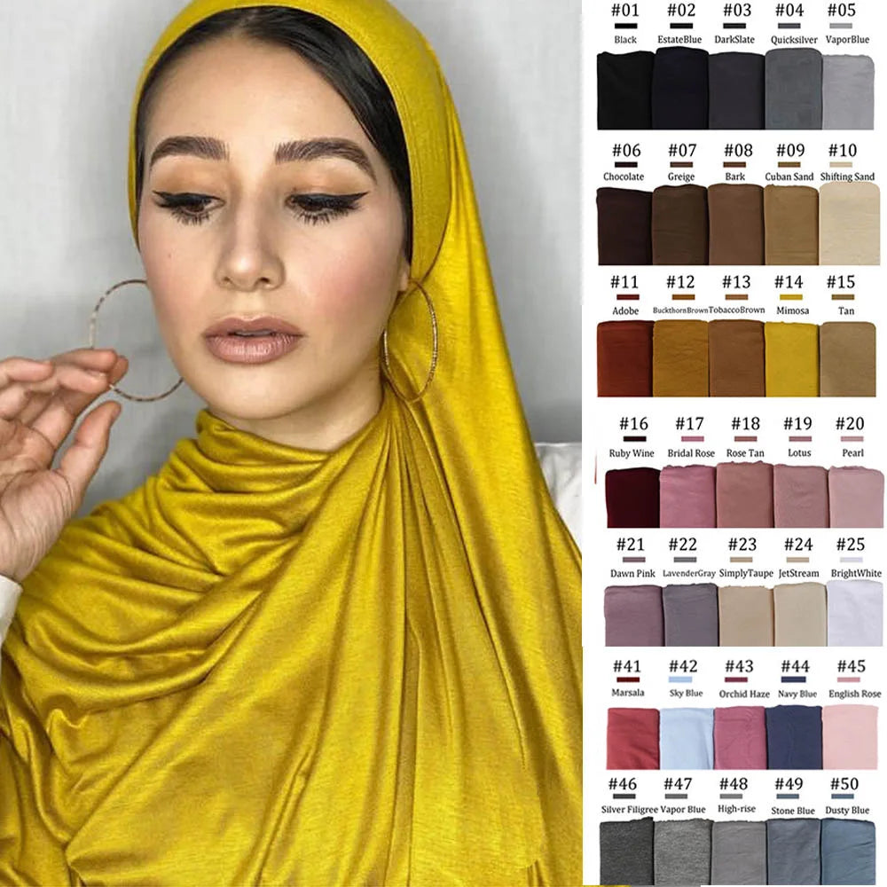 Hijab en jersey extensible pour femmes musulmanes, bonne couture, foulards, turban doux, couvre-chef