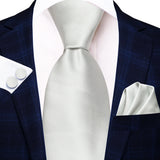Cravate de mariage en soie unie bleu clair Hi-Tie pour homme, design tendance, boutons de manchette élégants, pour affaires, fête, livraison directe