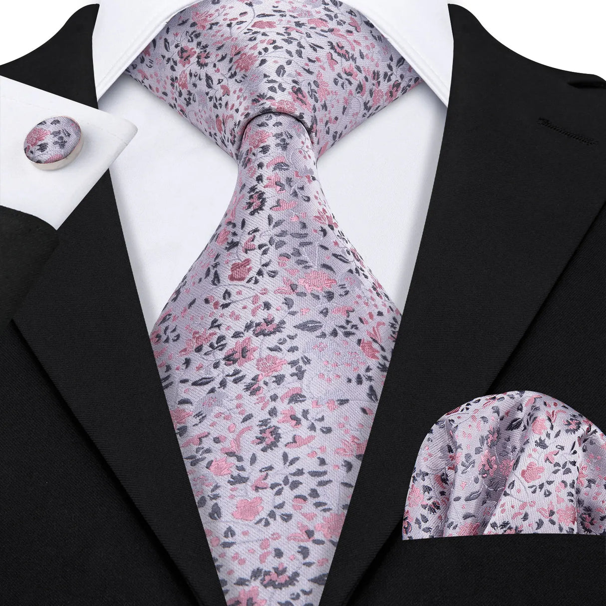 Ensemble élégant de cravates et boutons de manchette en soie à fleurs multiples pour homme, cravate jacquard à fleurs pour mariage, entreprise, fête, événement, Barry.Wang