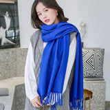 Fashion Cashmere Womens Scarf Winter Thick Warm Solid Cape Wraps Female Bandana Pashmina Tassel Ladies Long Wrap Shawl Blanket