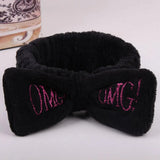 Letter OMG Headbands for Women Girls Bow Wash Face Turban Makeup Elastic Hair Bands Coral Fleece Hair Accessories