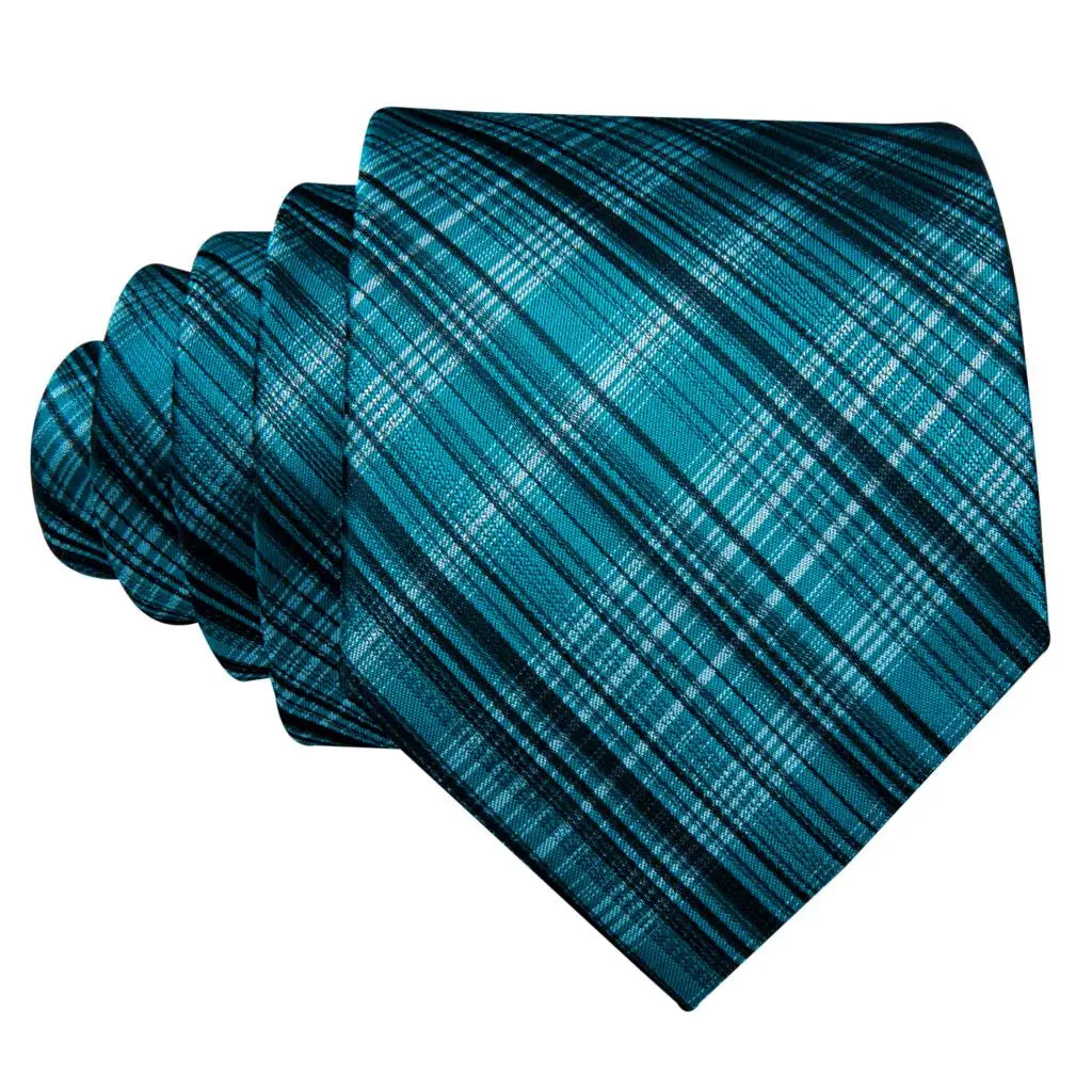 Barry.Wang Ensemble cravate et mouchoir en soie à carreaux pour homme, motif jacquard, idéal pour un mariage, un marié ou une équipe