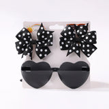 3Pcs/set Cute Solid Kids Dot Hairpin Colorful Heart Sun Glasses Set Girls Boutique Bowknot Hair Clips Children Hair Accessories