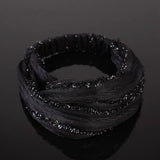White Hair Elastic Hair Band Sequin Shiny Cloth Mother Hair Hoop Women Headband Korean Headwear Wide Hair Band Mesh Hairbands