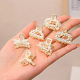Lot de 6, 8 ou 10 petites pinces à cheveux géométriques en métal avec perles et strass pour femmes et filles
