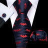 Barry.Wang Nouveauté Soie Hommes Cravate Mouchoir Boutons de Manchette Ensemble Jacquard Animal Dinosaure Chauve-Souris Gravat Cravate Pour Homme Mariage Affaires