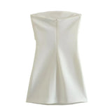 TRAF Dress Women Off Shoulder Corset Short Dresses Ruched Backless Blue Black White Dress Woman Sexy Bodycon Party Dresses