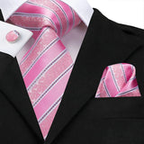 Hi-Tie 100% soie classique pour homme, cravate de mariage corail rose rouge pêche, pochette carrée, boutons de manchette, ensemble de cravates roses pour hommes, cravates cachemire unies