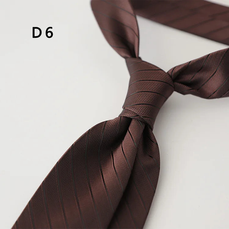 Cravate en polyester jacquard 8 cm, style décontracté, rouge et marron, pour homme, accessoire de costume, de fête, de mariage ou de banquet